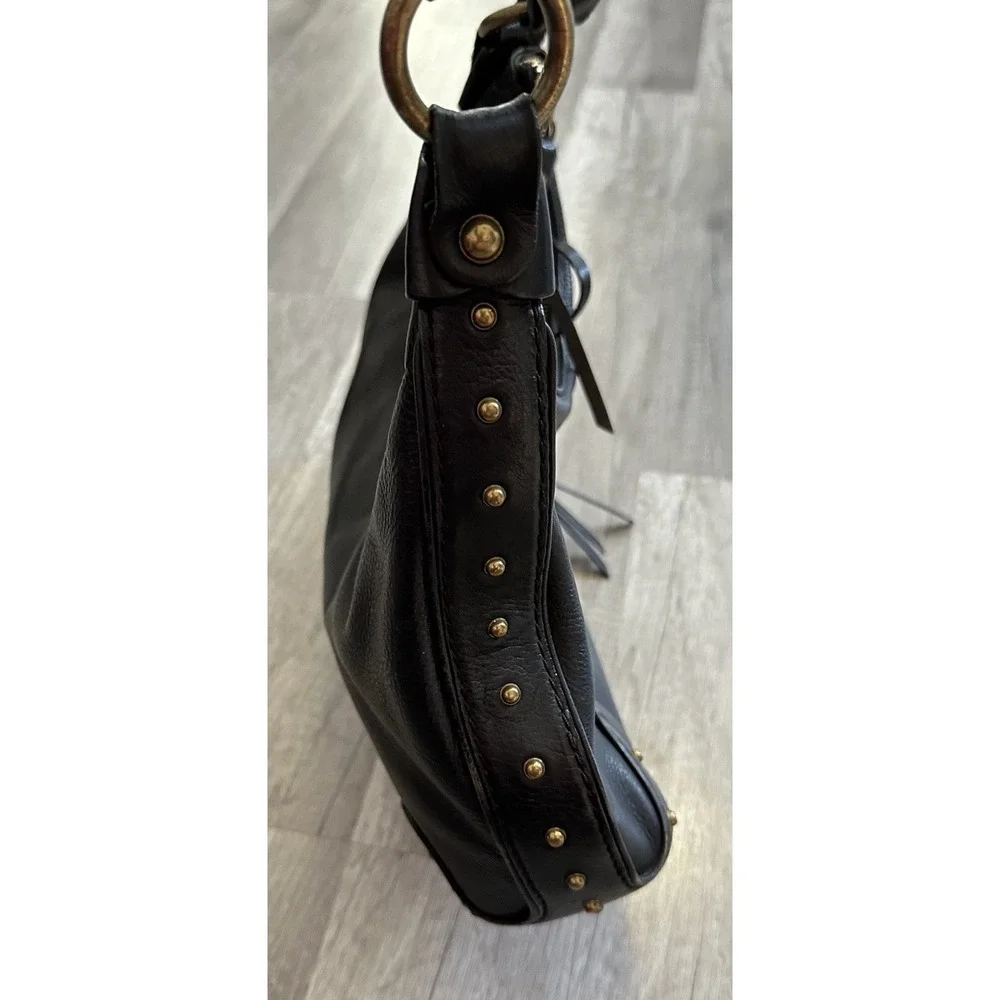 Black Michael Kors Ashbury Pebbled‎ Leather Shoulder Bag Hobo Purse Gold